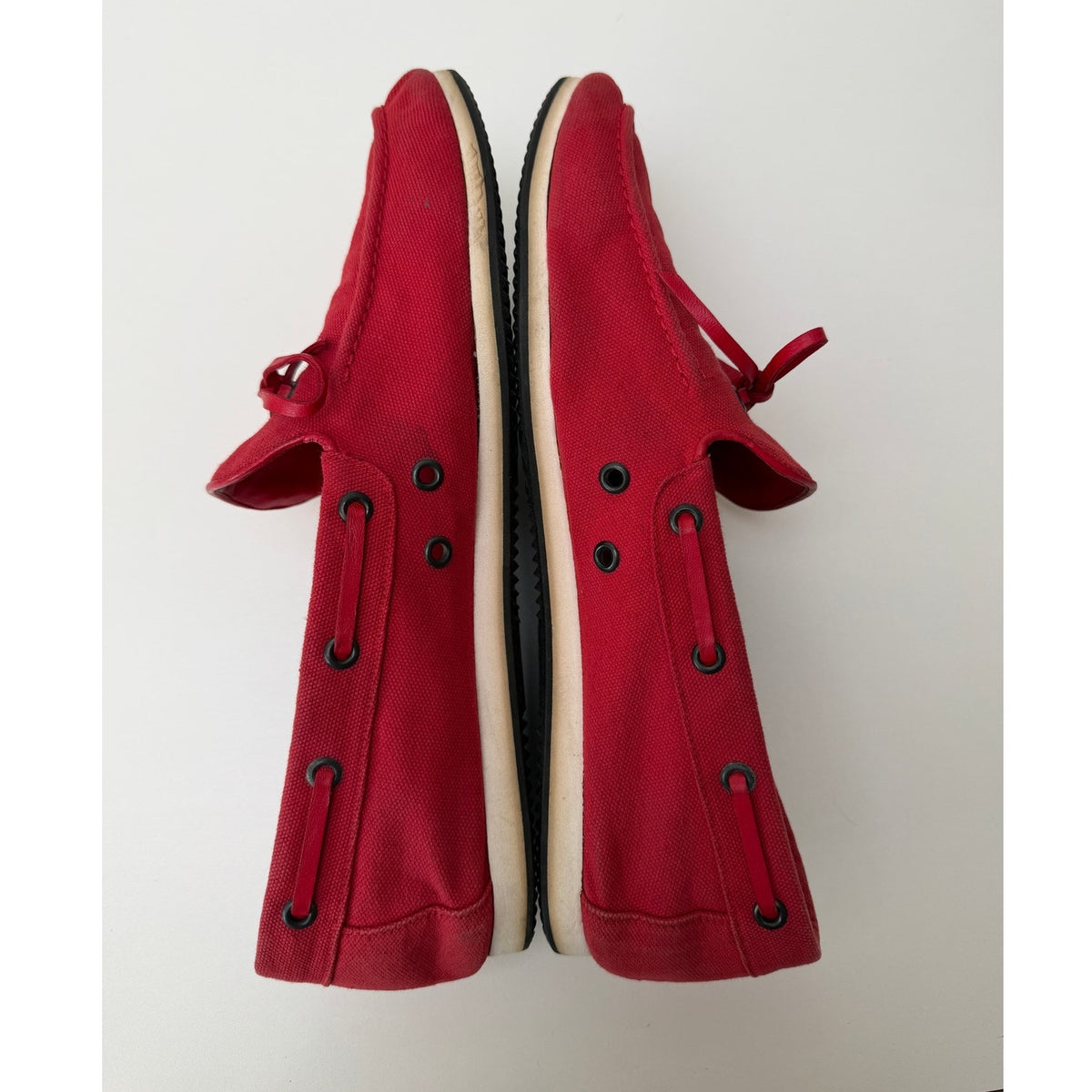 Hermès Red Canvas Boat Shoes Men's EU 43.5
