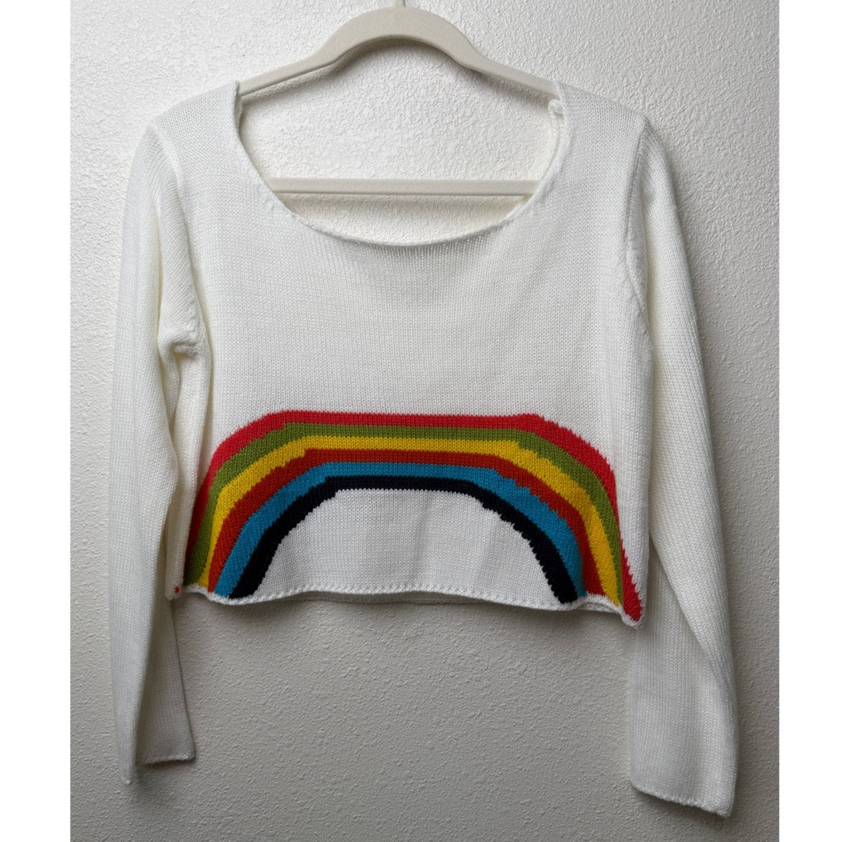 White Rainbow Cropped Sweater Women's M