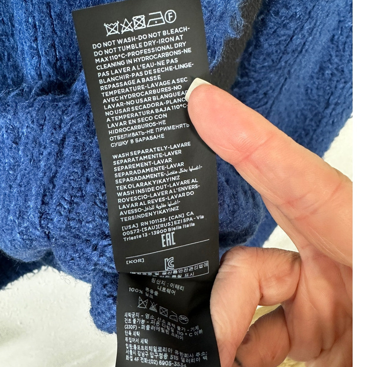 Tom Ford Blue 100% Silk Turtleneck Long Sleeve Fuzzy Sweater XL