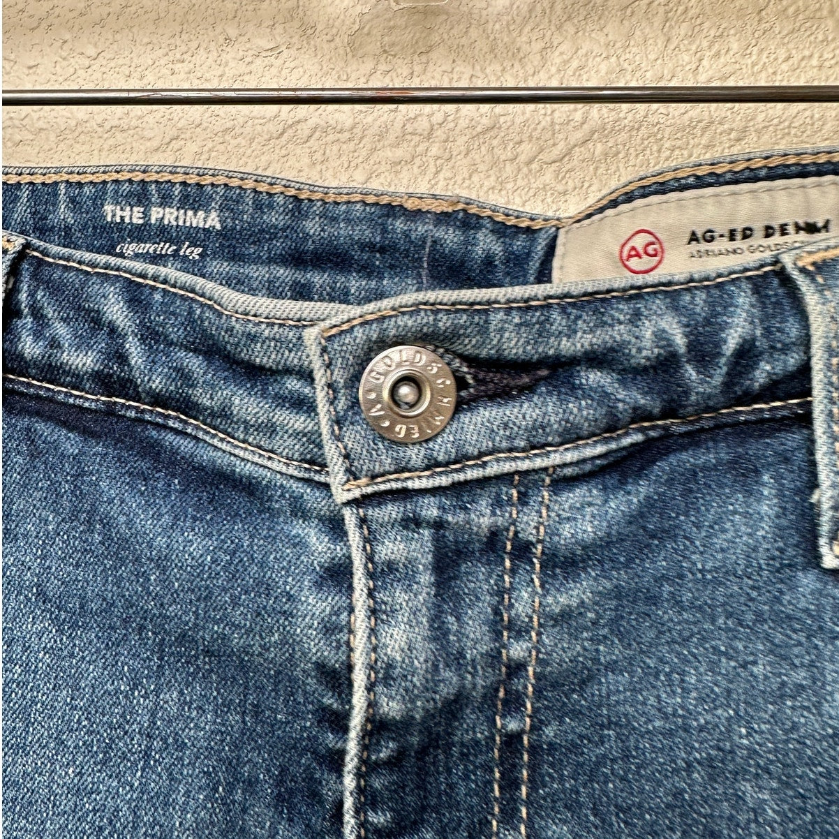 AG women’s The Prima cigarette leg jeans medium wash raw cuffed hem US 32R