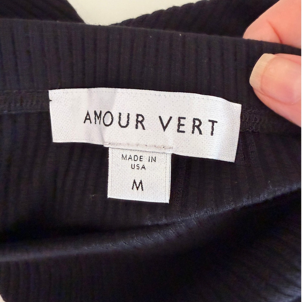 Amour Vert Black Ribbed Modal Midi Pencil Skirt Women's US M