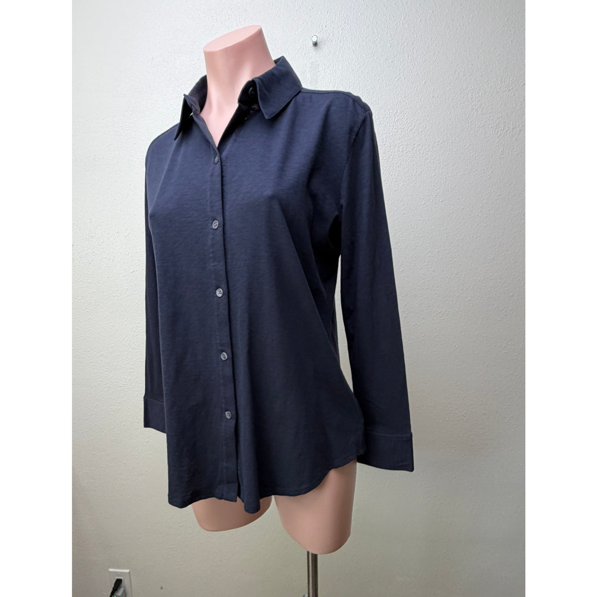 NWT Theory Riduro R Navy Slub Button Shirt Women M