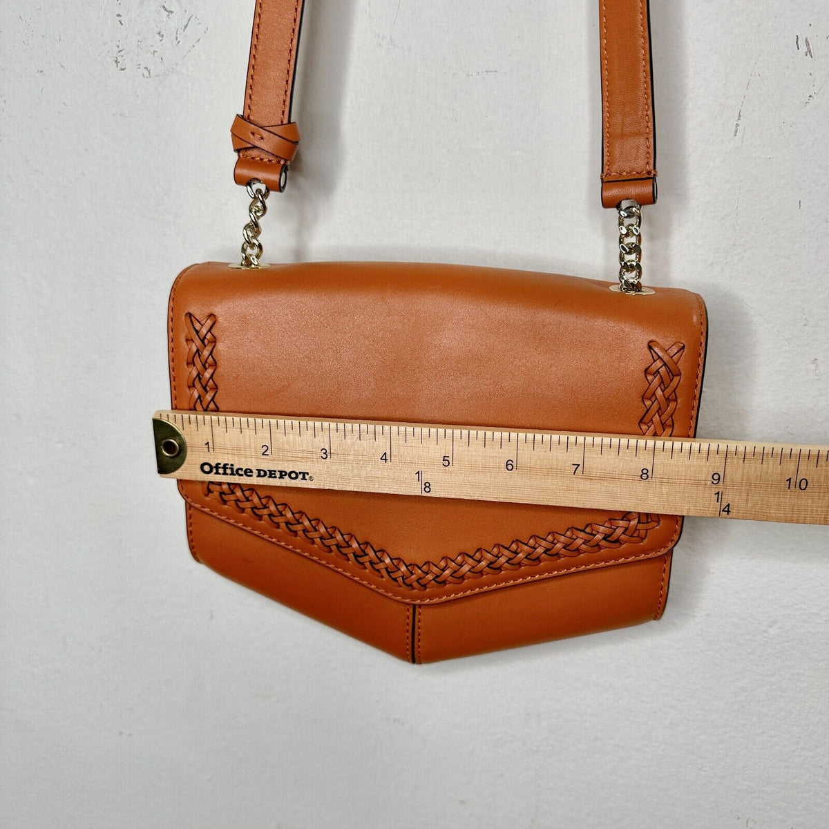 NWOT Sandro Camel Leather Crossbody Bag Lou MM Curcuma Adjustable Strap Purse