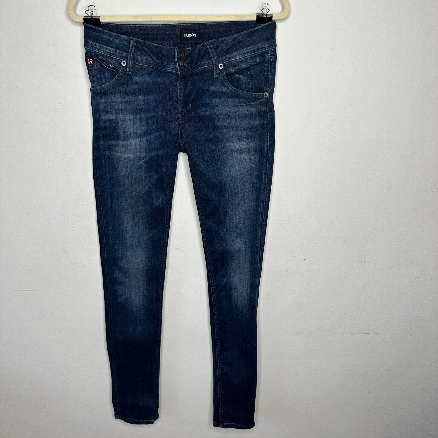 Hudson Collin Dark Blue Wash Low Rise Electric Clover Skinny Denim Jeans Size 26