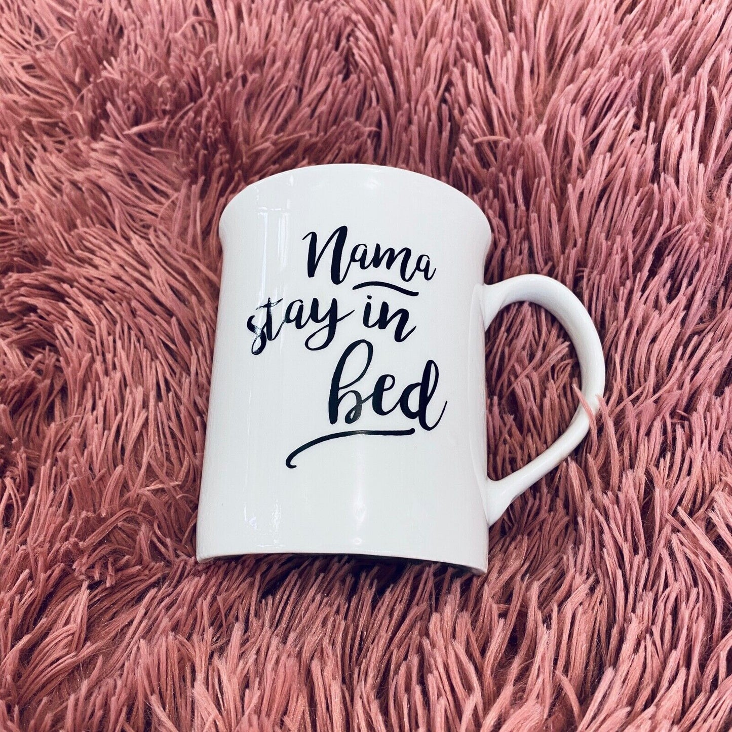 Fringe California Yoga Nama Stay in Bed 16 oz Mug Cup Black and White Yoga Hamsa