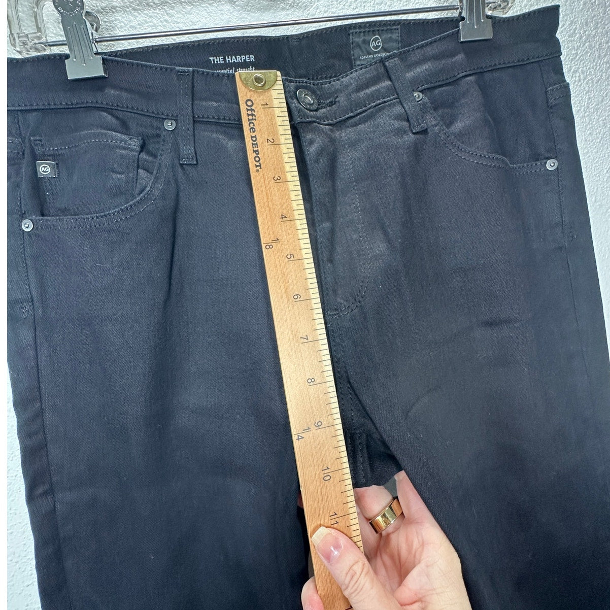 AG The Harper Essential Straight Leg Black Jeans  30R