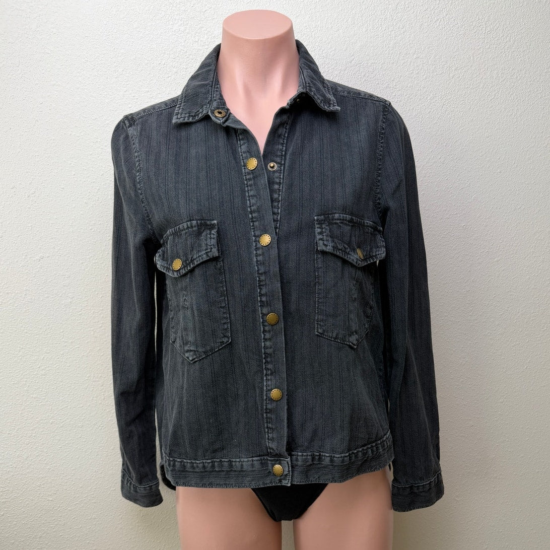 The Great Washed Black Denim Long Sleeve Shirt Size 0