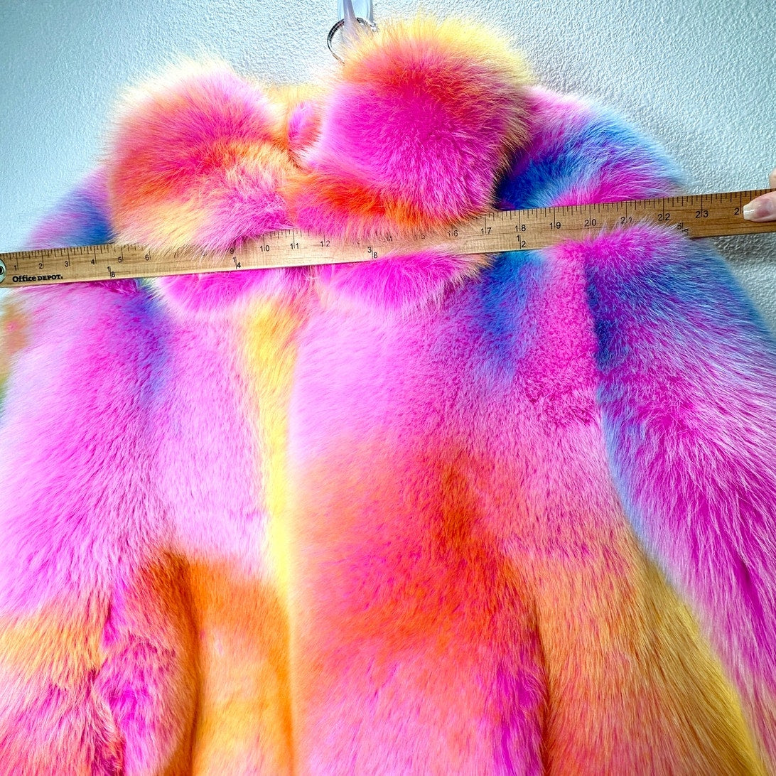 Virgil Abloh by Louis Vuitton Fox Fur Pastel Tie Dye Bomber Jacket Coat XXL