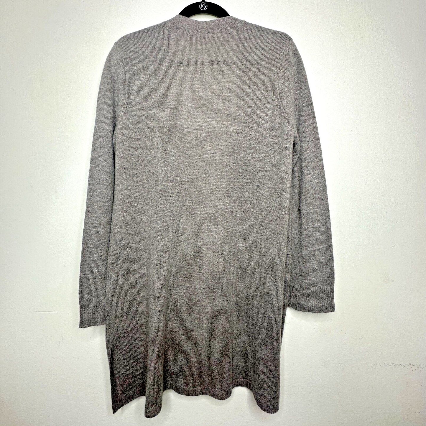 ATM Gray 100% Cashmere Open Front Long Sleeve Patch Pockets Side Slits Med