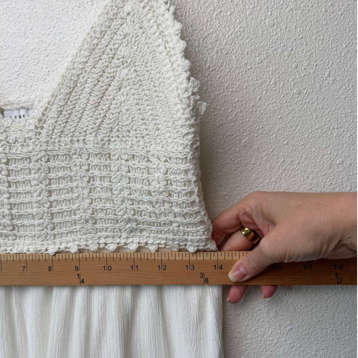 Lush Ivory Crochet Bodice Spaghetti Strap Midi Sundress Size S