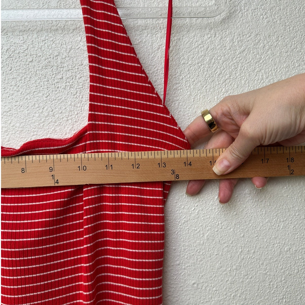 L Space Halter Mini Dress Red White Striped Ribbed Bodycon S