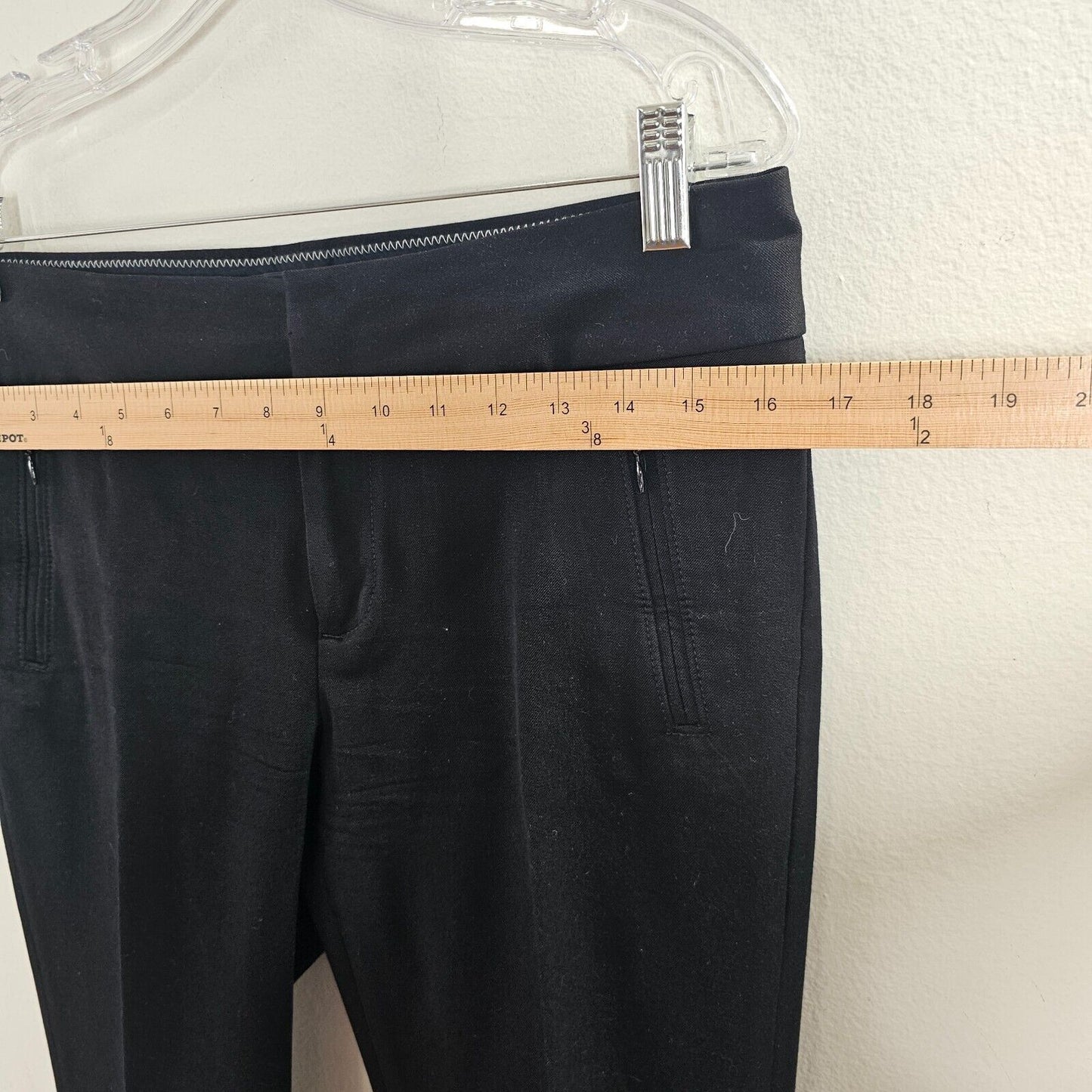 Banana Republic Black Martin Fit Stretch Chino Trouser Long Pants Zip Pocket 8