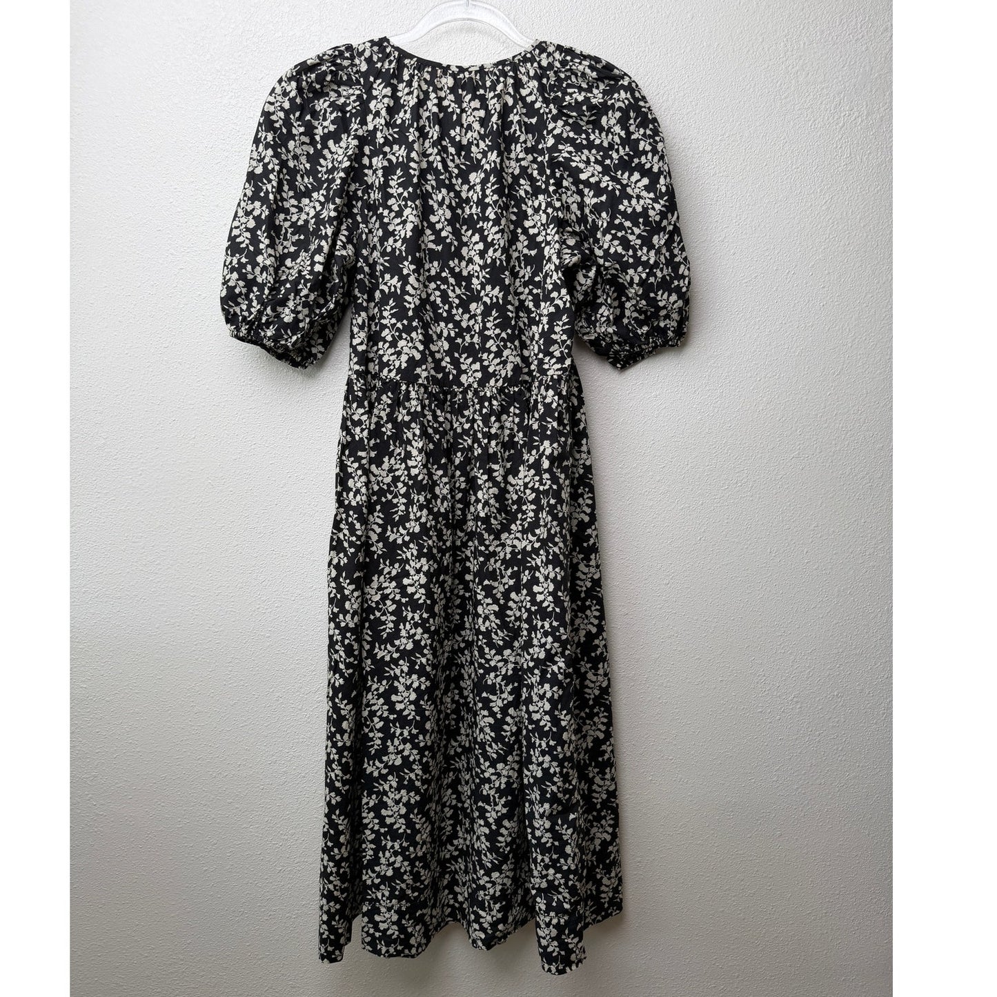 The Great Dress Black Ivory Floral Midi Women US 0 Button Front