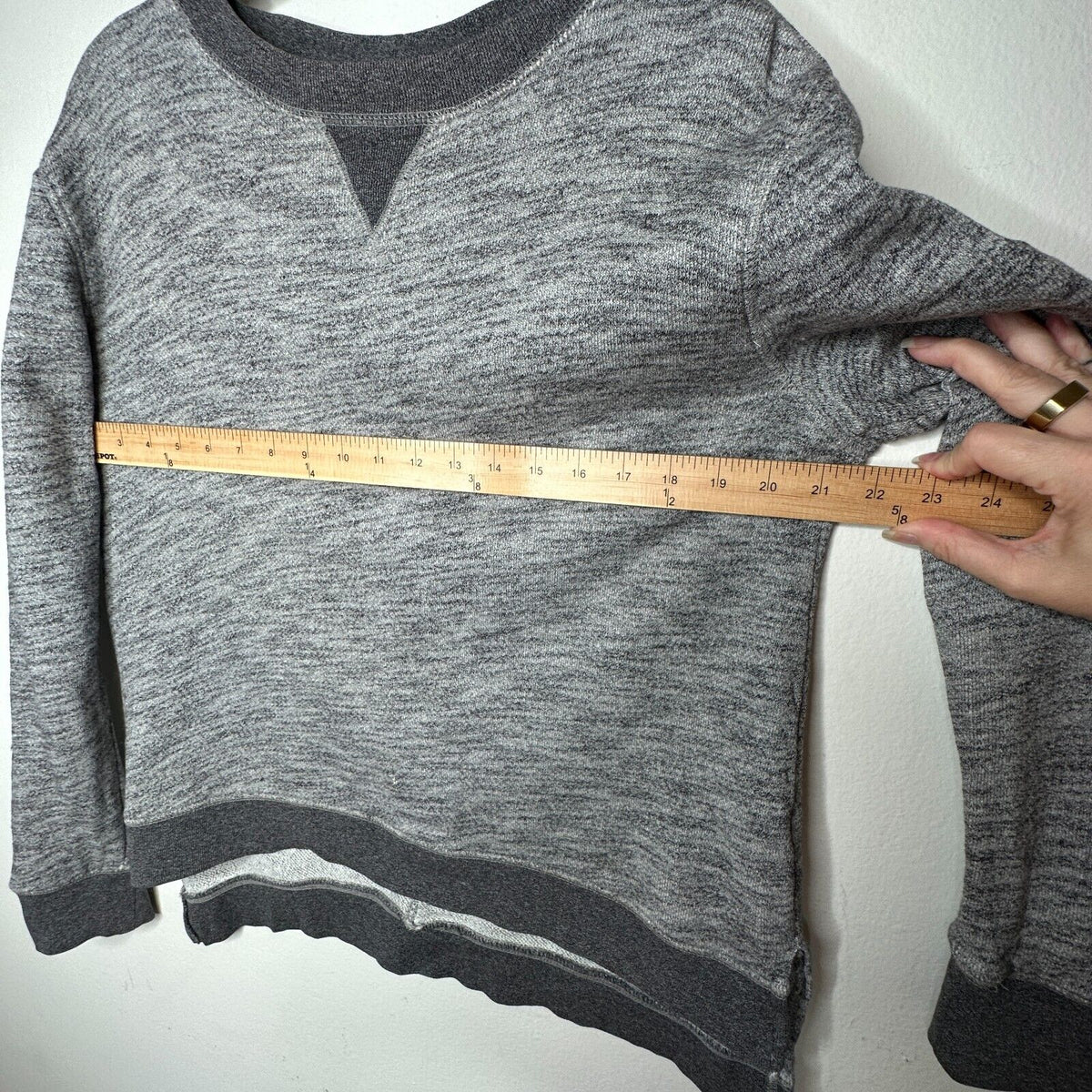 Rag & Bone Heather Gray Georgia Boxy Jumper Sweatshirt Dark Gray Trim S