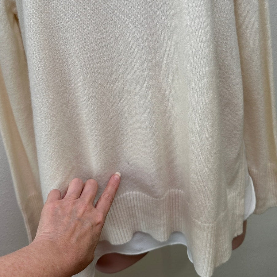 Magaschoni Sweater Cream Women US M 100% Cashmere Layered