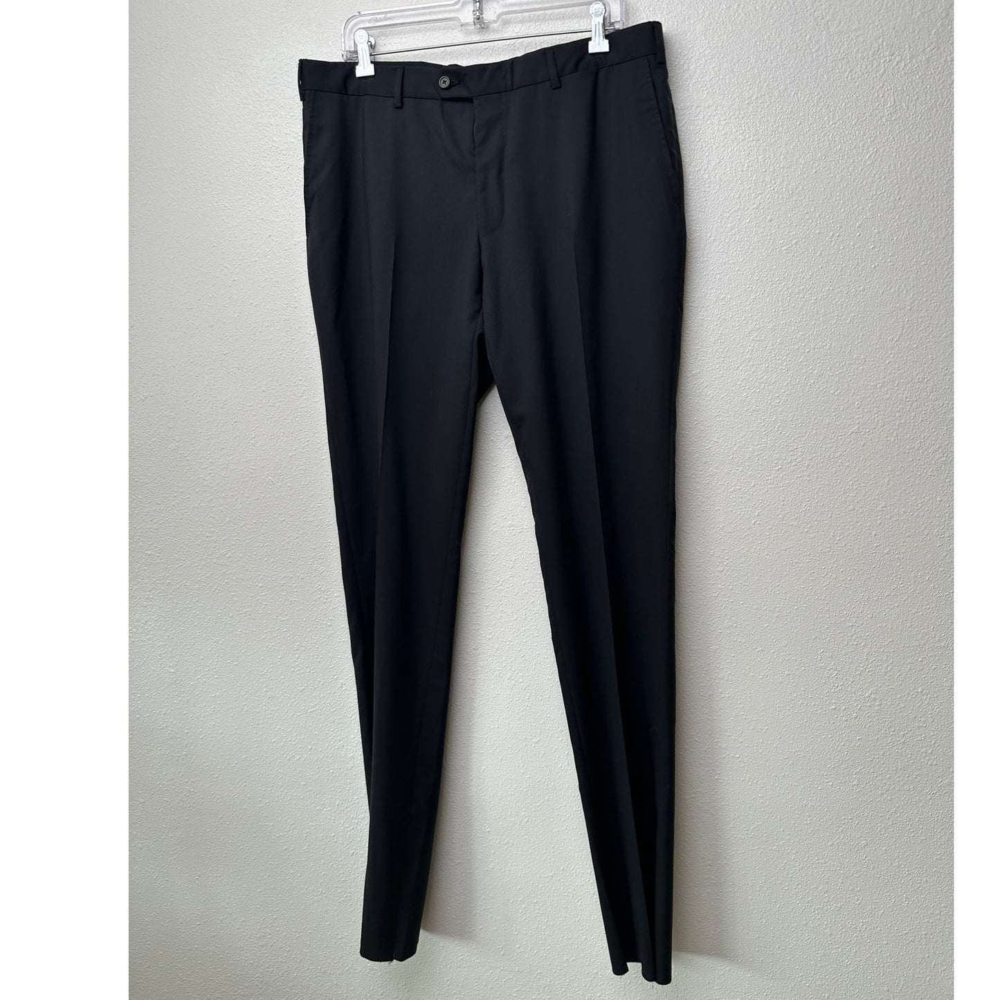 Lanvin Wool Dress Pants Black Men US 36 (EU 52) Flat-Front Trousers