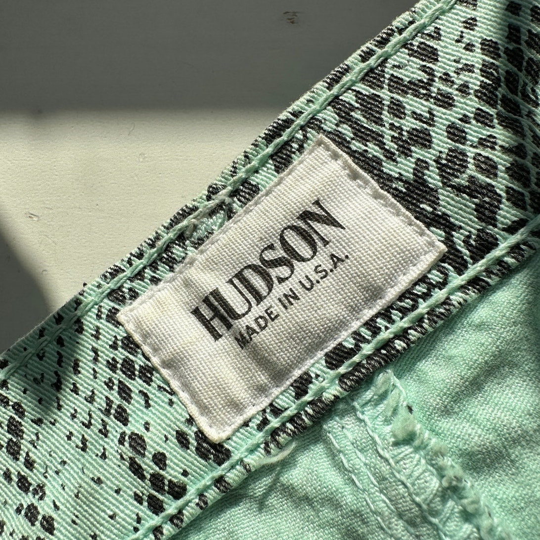 Hudson Aqua Teal & Black Snakeprint Nico Super Skinny Midrise Jean 26