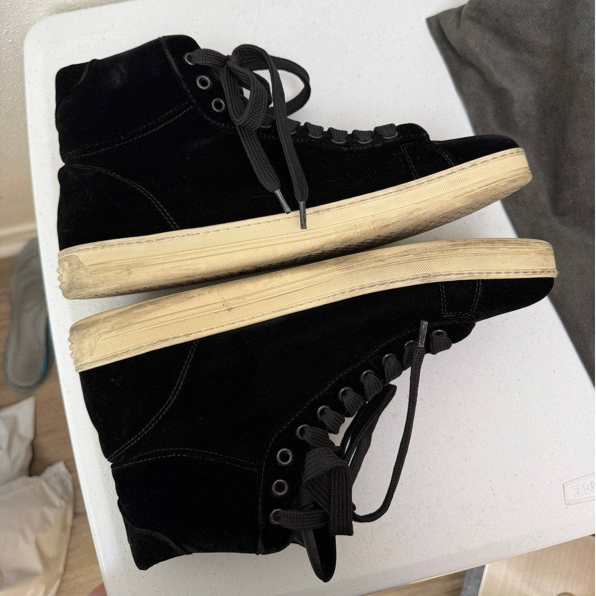 Tom Ford Black Suede High Top Sneakers Size EU 44