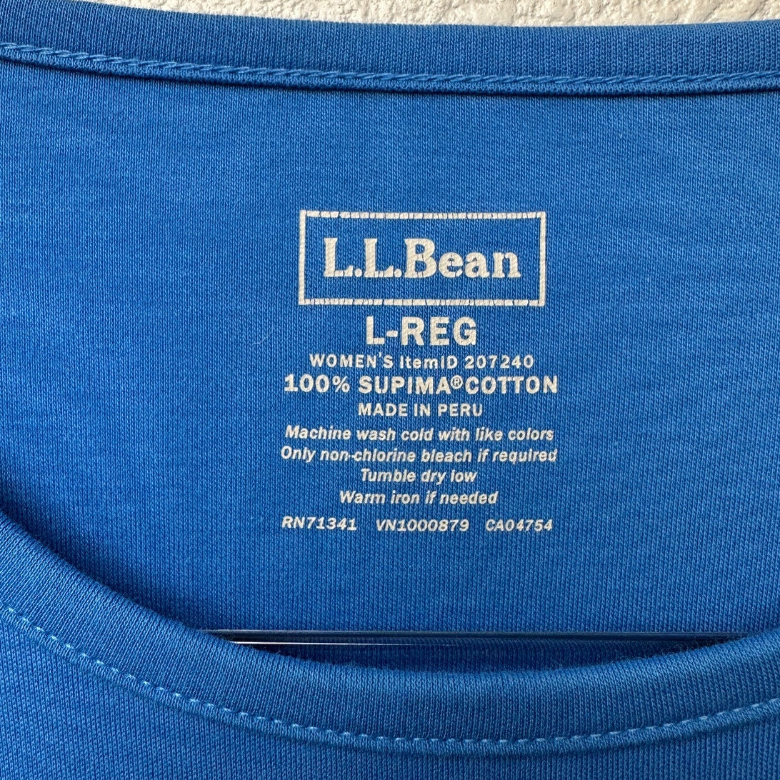 L.L. Bean Blue Long Sleeve T Shirt Women L Crew Neck