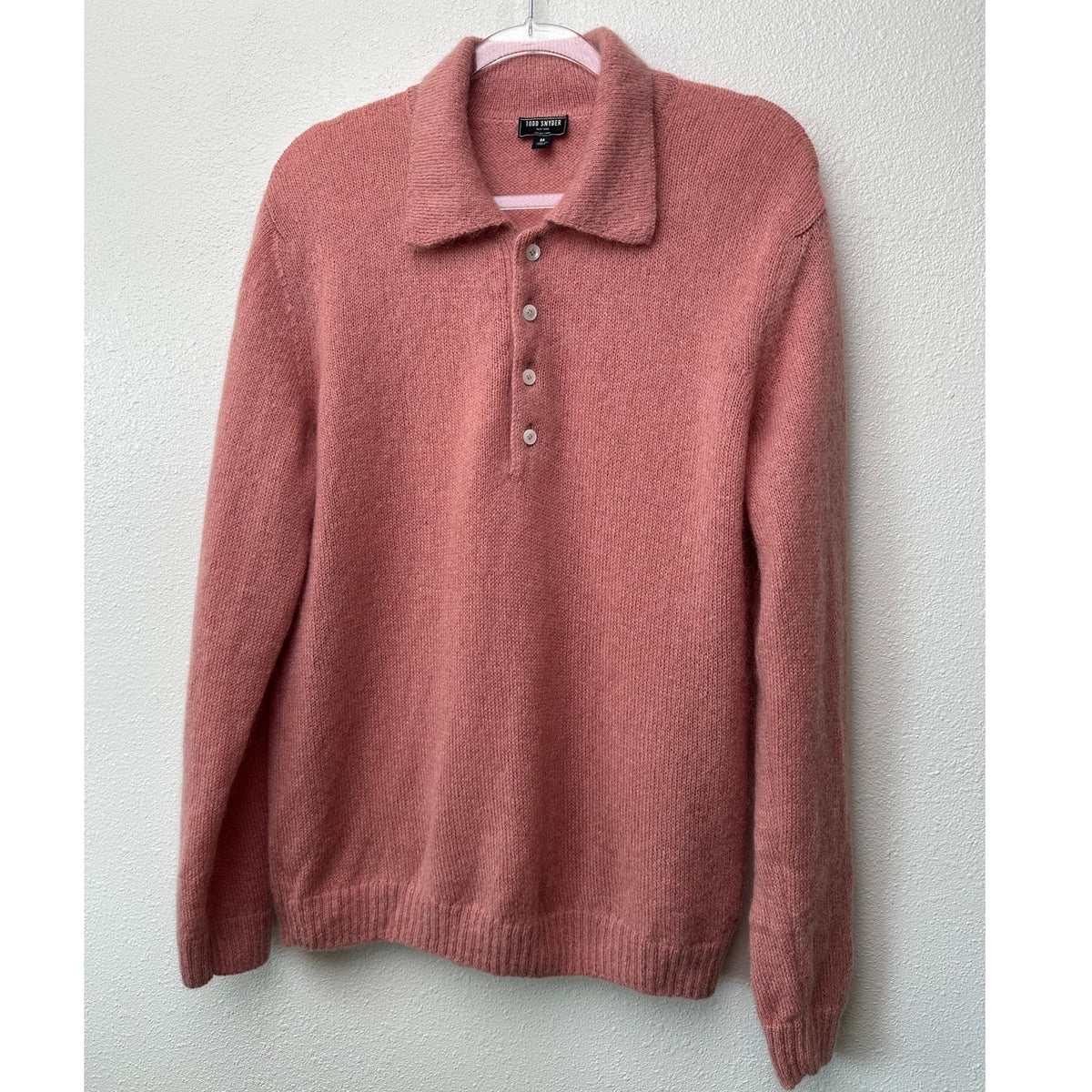 Todd Snyder Mohair Sweater Polo Mens Medium Mauve Pink