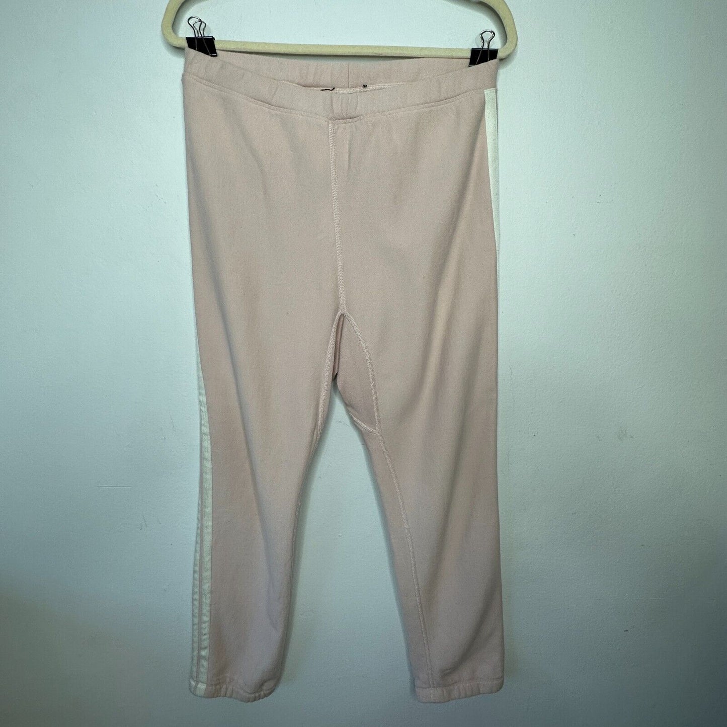 Light Pink Inner Drawstring High Waist Jogger Sweat Pant White Side Stripe M