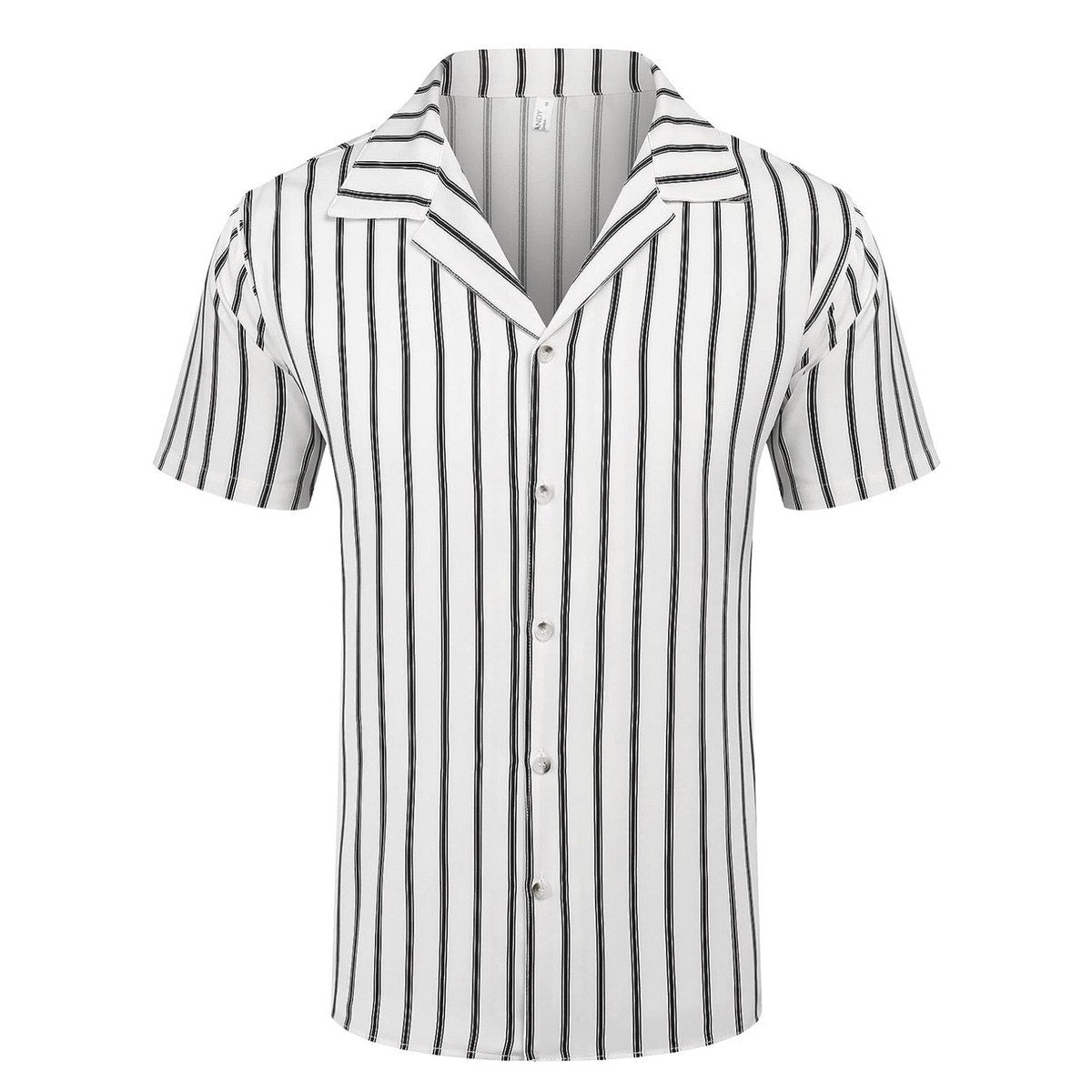 Coofandy Cuban Collar Striped Short Sleeve Shirt Men’s L