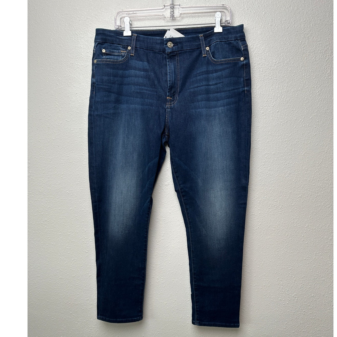 NWT 7 For All Mankind Kimmie Crop Skinny Jeans Dark Blue Women’s 33