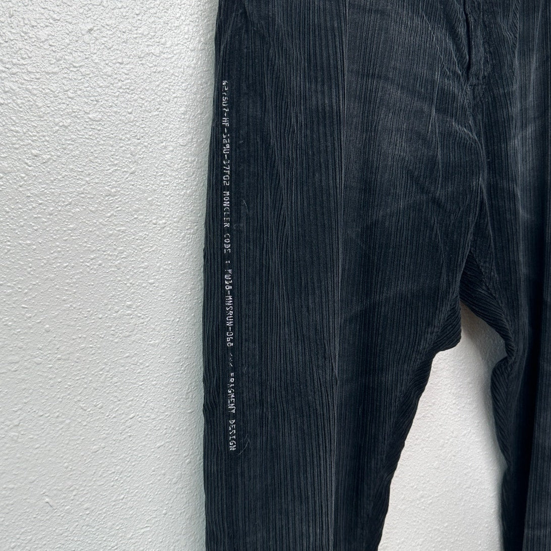 NWT Moncler 7 Fragment Corduroy Pants Black Men’s 48 Side Code Print