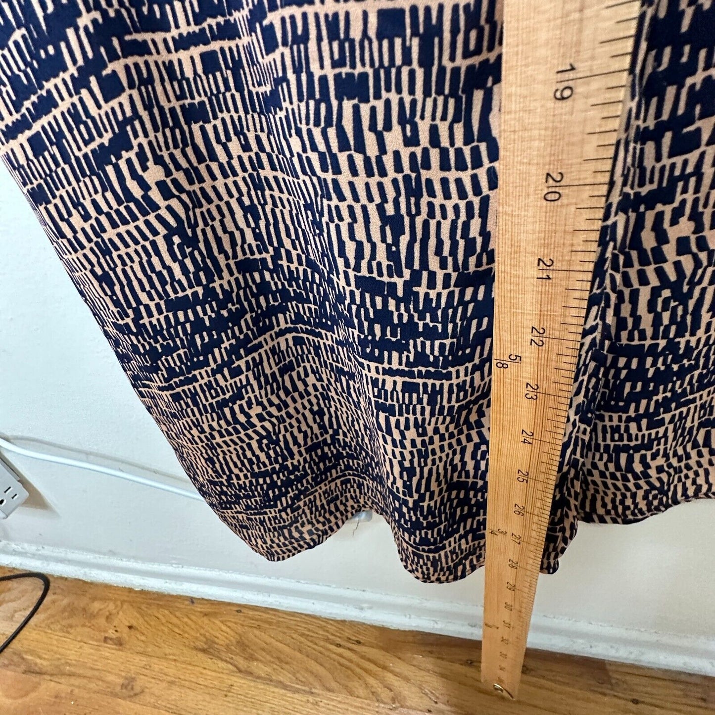 Fora Tan & Navy Front Button Strappy Decorative Back Wide Leg Jumpsuit Small