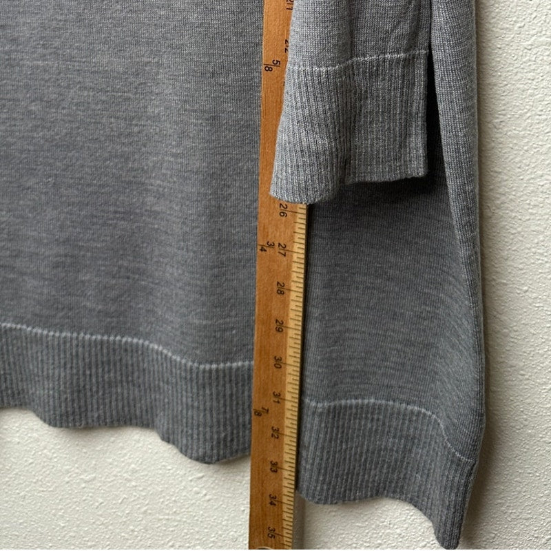 Eileen Fisher Gray Merino Wool Tunic Sweater Dress L