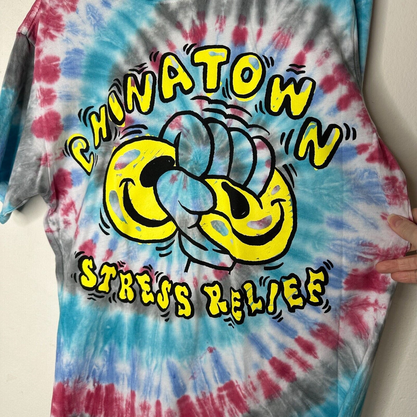 RARE Chinatown Market Multi-Color Tie Dye Stress Relief Graphic Short Sleeve Tee