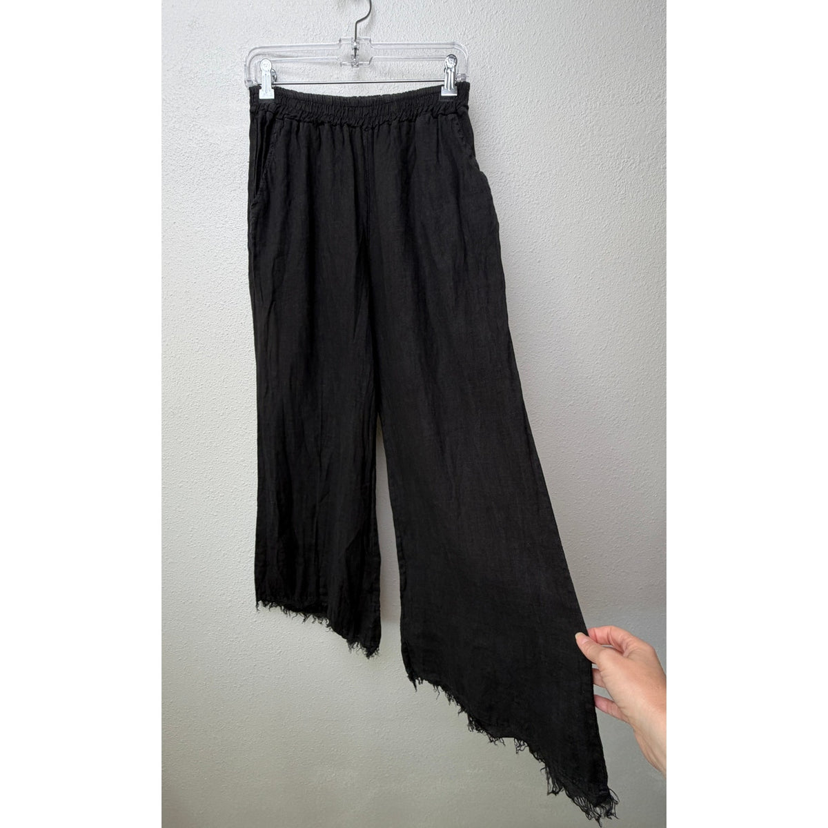 Milio Milano Black Frayed Wide Leg Pants Women M