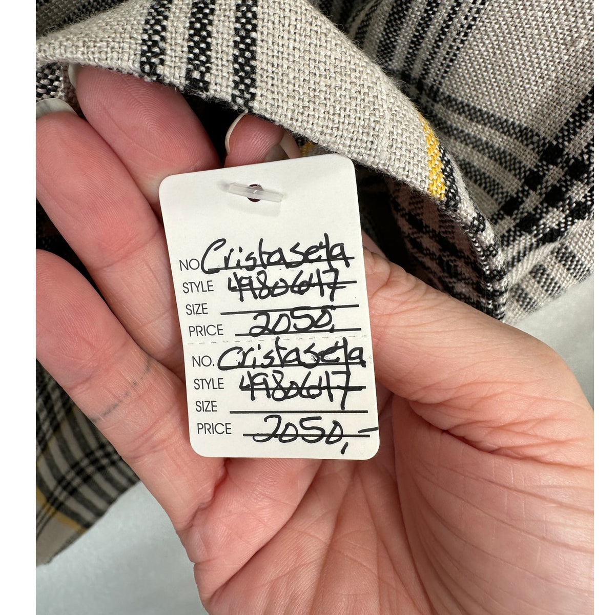 NWT Cristaseya Oversized Linen Blazer Ecru Black Yellow Plaid M