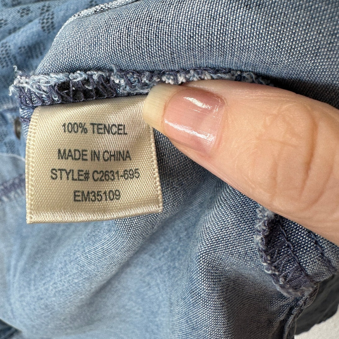 Cloth & Stone Denim Blue Animal Print Button Collared Shirt S