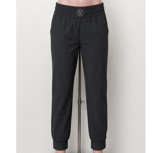 Uniquely Lorna Jane Jet Black Active Club Elastic Jogger Pants Side Pockets S