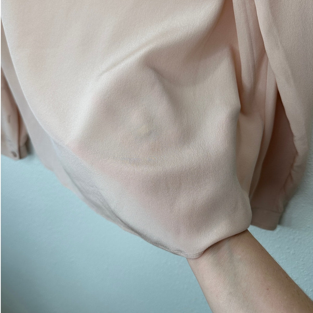Stella McCartney Eva 100% Silk Muted Pink 3/4 Button Long Sleeve Blouse 42 / M