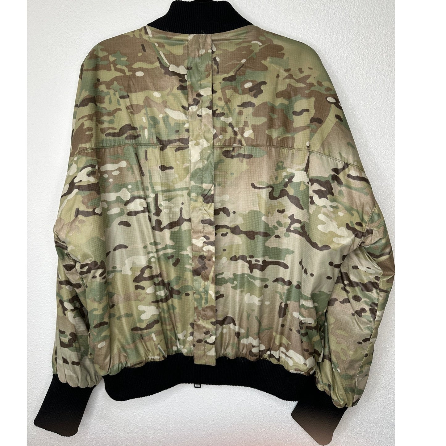 Daniel Patrick Olive Camo Front Split Zip Satin Long Sleeve Bomber Jacket M