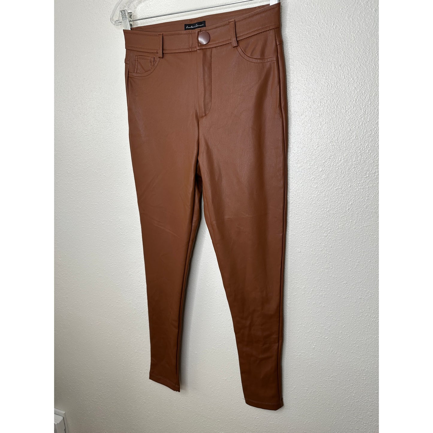 NWT Hunter & Brown Chocolate Faux Leather High Waist Skinny Pant S