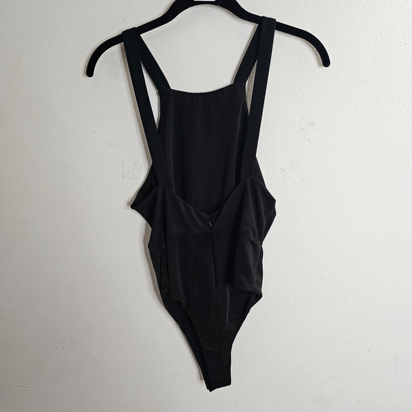 CQ by CQ Sexy Black Square Neck Low Back Zip Bodysuit Medium
