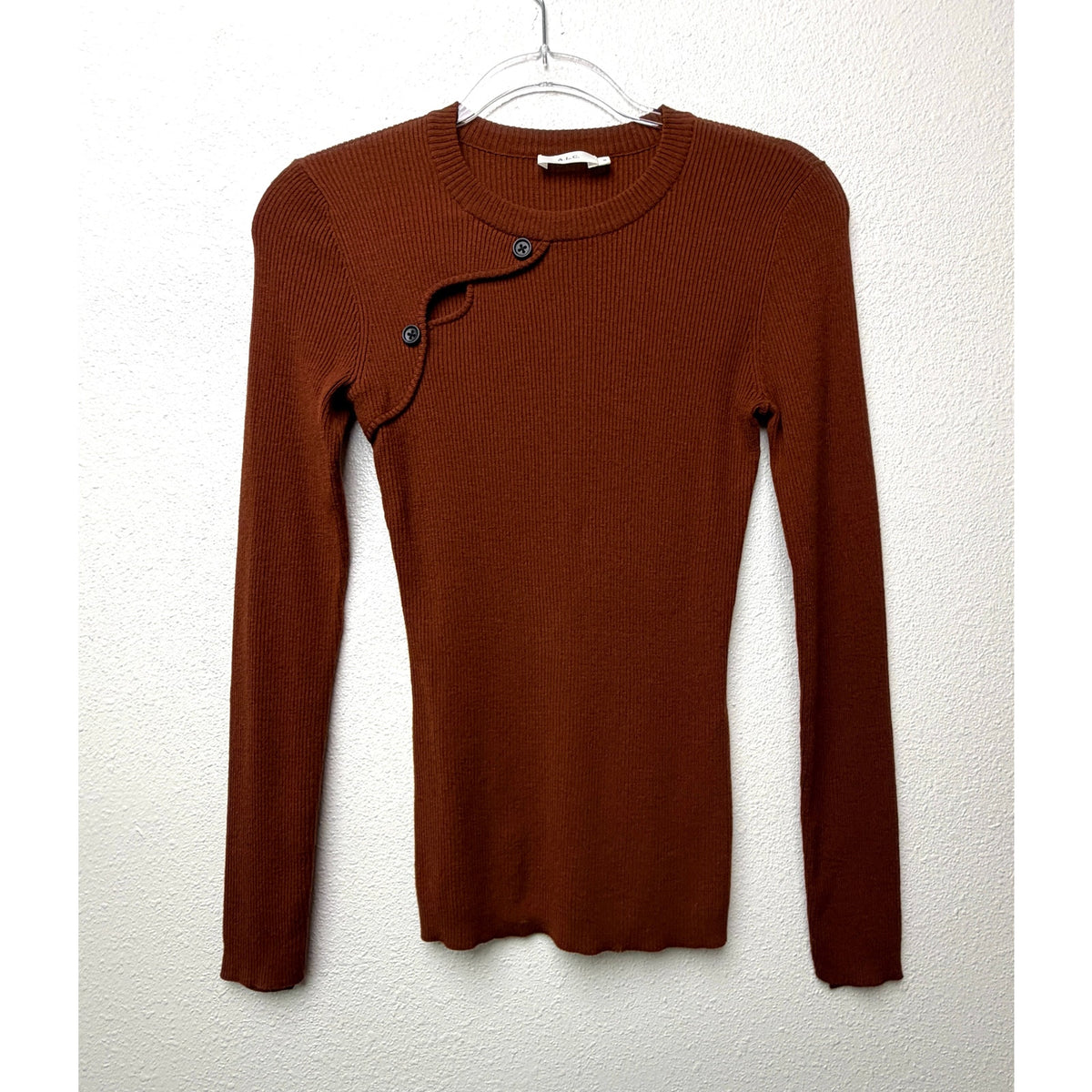 A.L.C. Rust Ribbed Cutout Button Sweater Women S