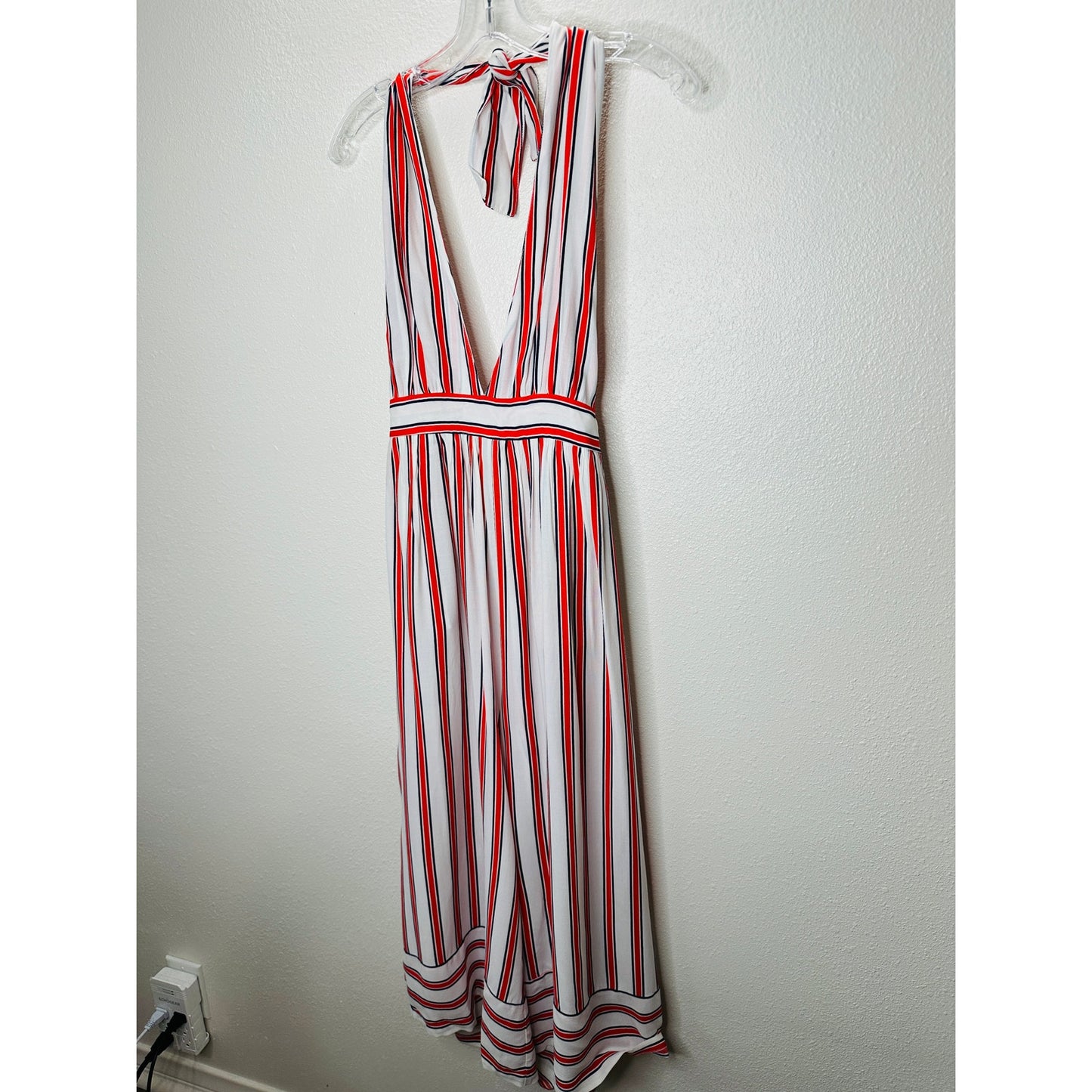 Urban Outfitters Raven White Red Blue Striped Halter Romper Jumpsuit S