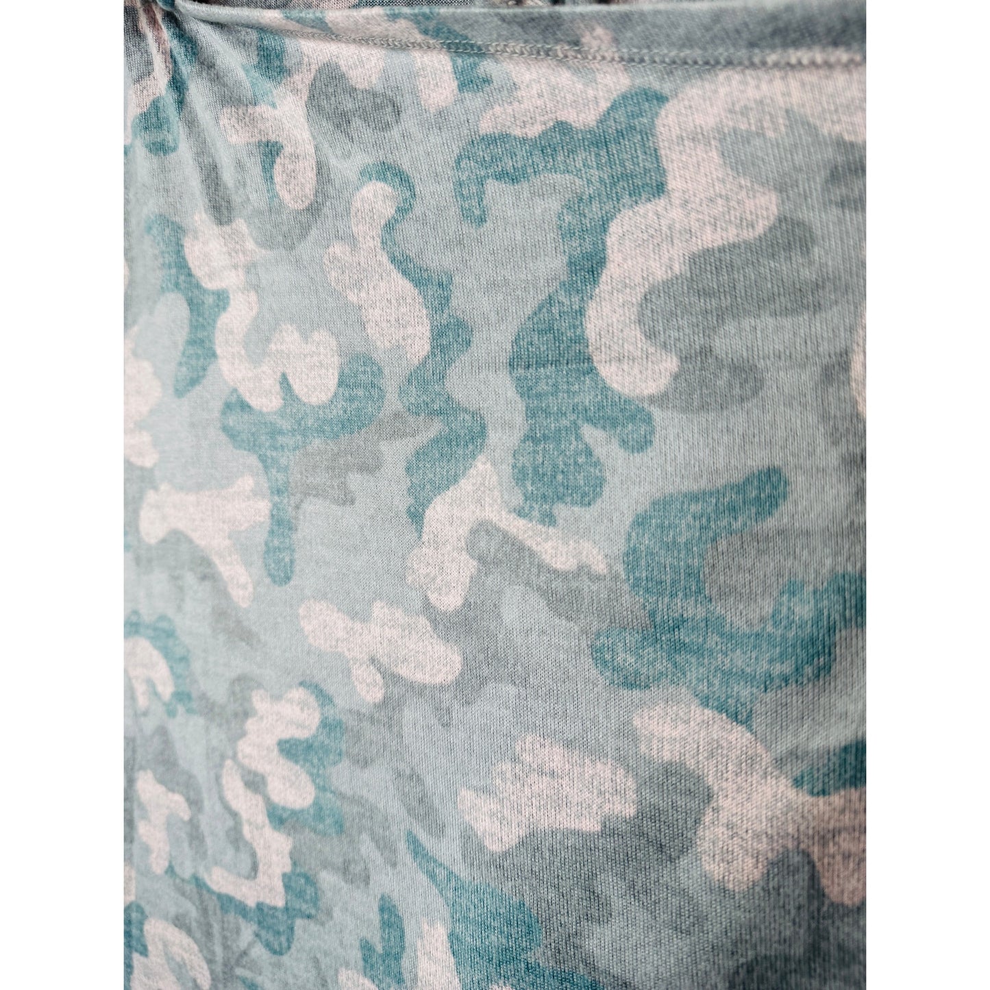 Jacqueline Intimates Blue Teal Pink Camo Hooded Sweater Top L