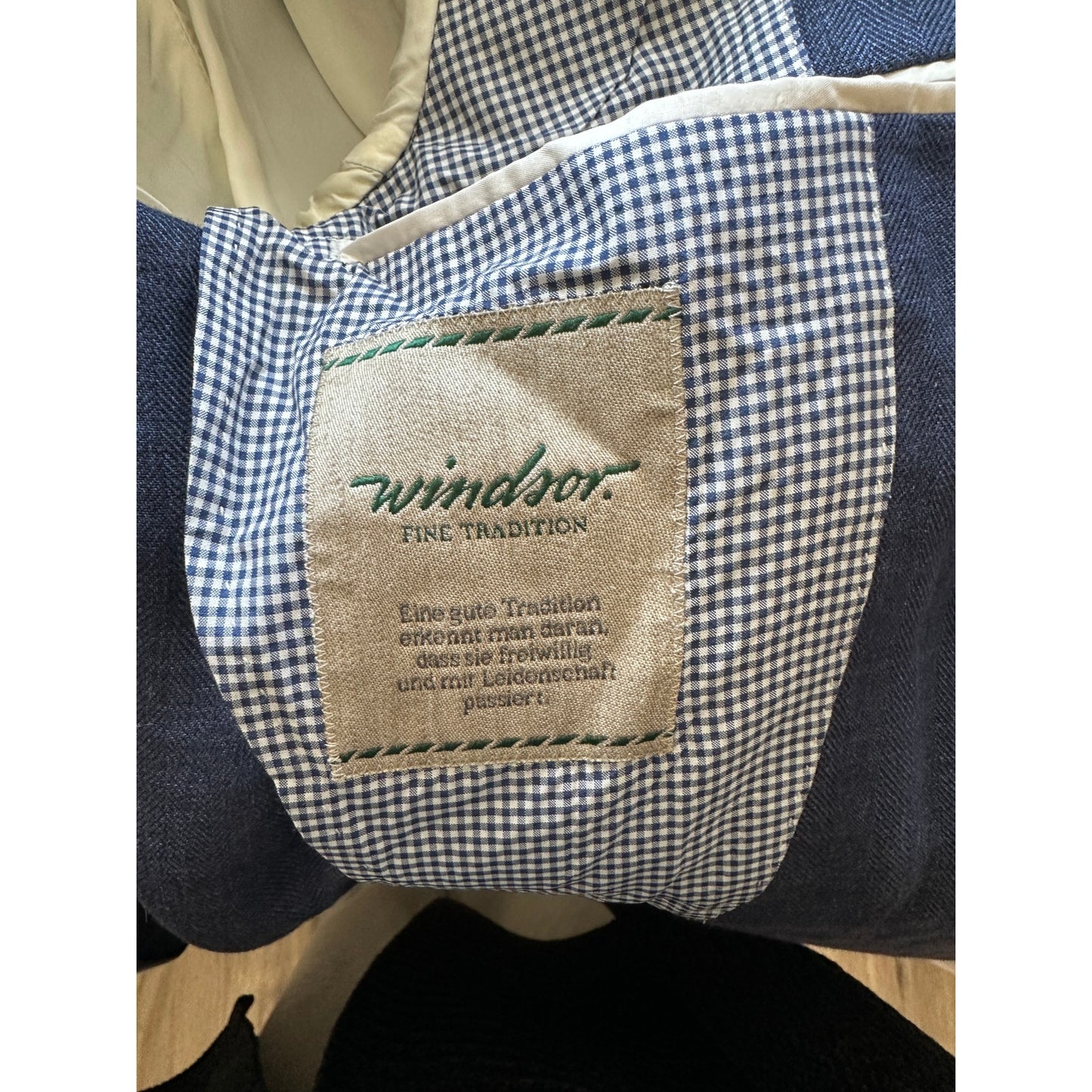 Windsor Men’s Stand-Collar Blue Blazer US 34 (EU 44) Suede Trim