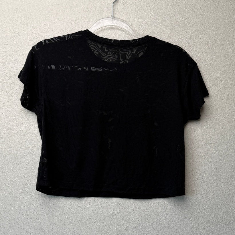 Lululemon All Yours Cropped T-Shirt Veil Black Women Size 8