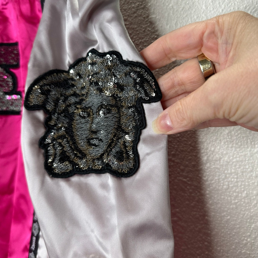 Versace Muay Thai Boxing Shorts Pink Silver Versace Medusa Patch 50 / L