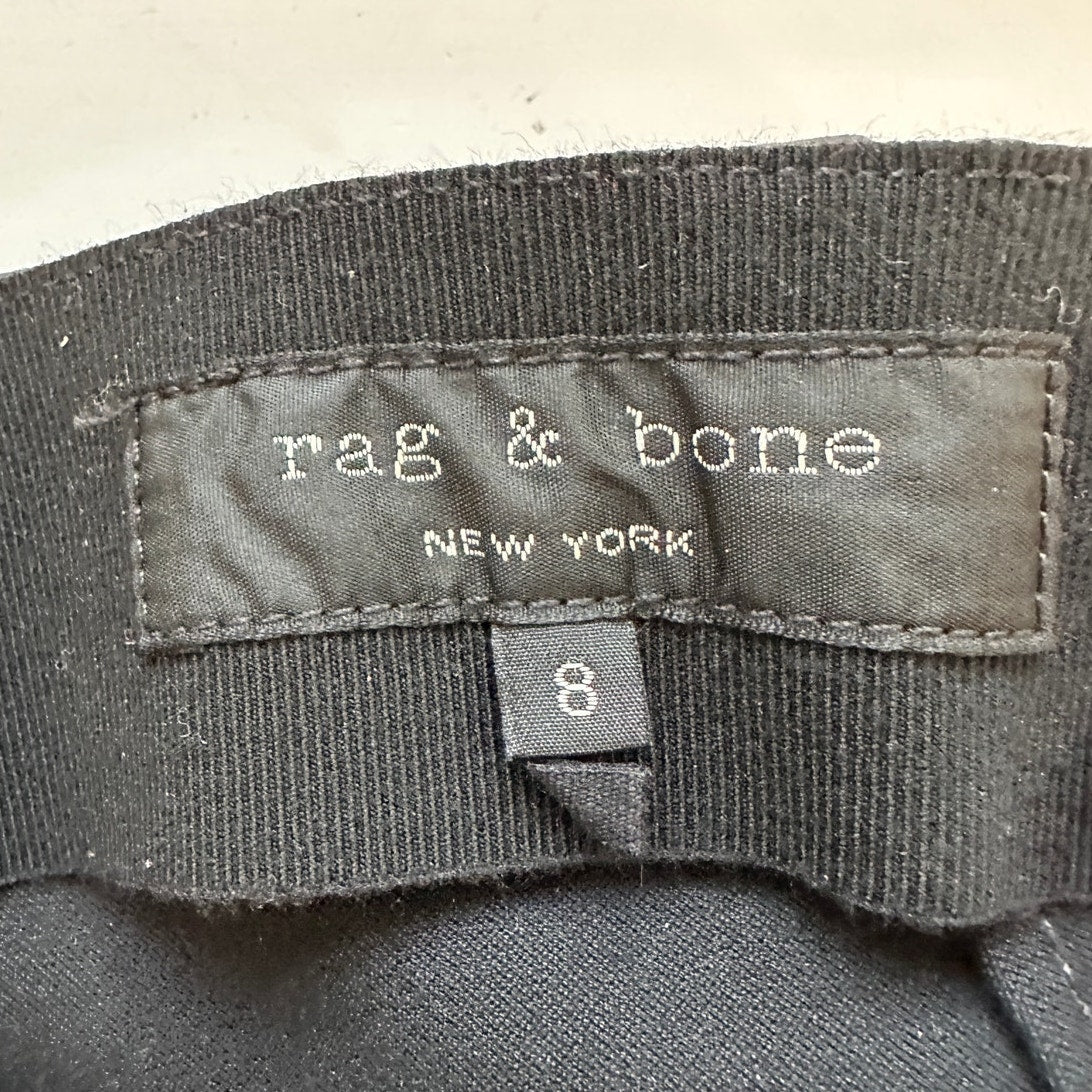 Rag & Bone Black Lamb Leather Side Stripe Back Zip Stretch Pants 8