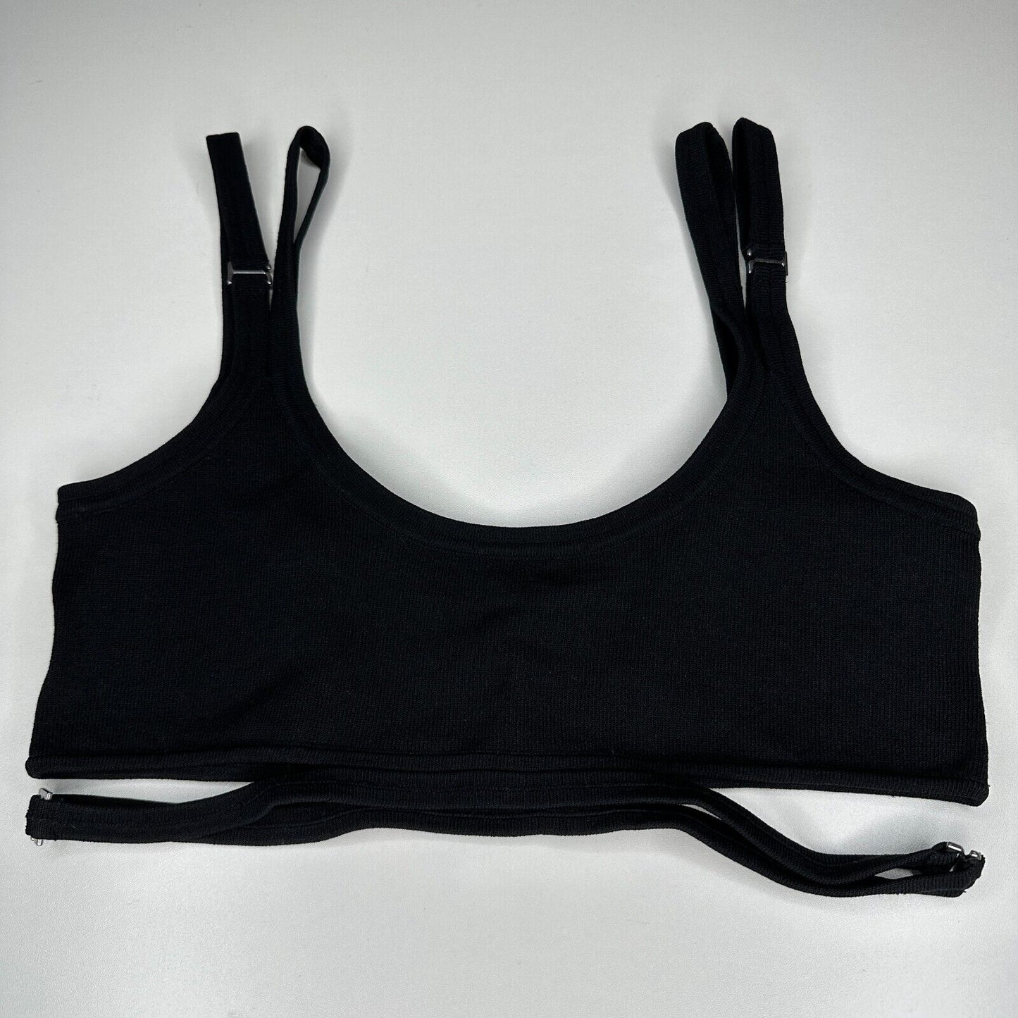 Dion Lee Sexy Black Strappy Crop Tank Top Double Adjustable Strap Cutouts XS
