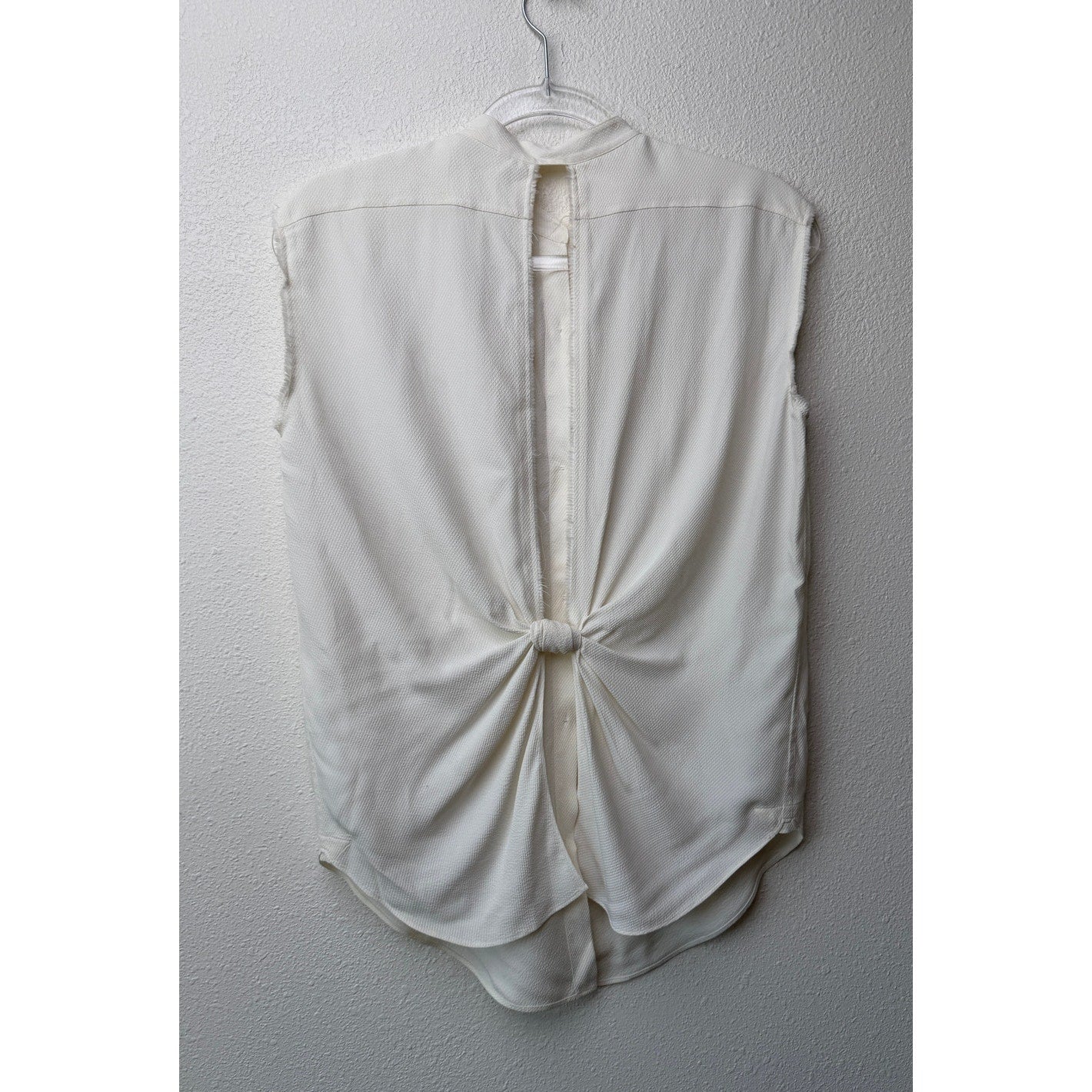Helmut Lang Ivory Tie Back Sleeveless Blouse US S
