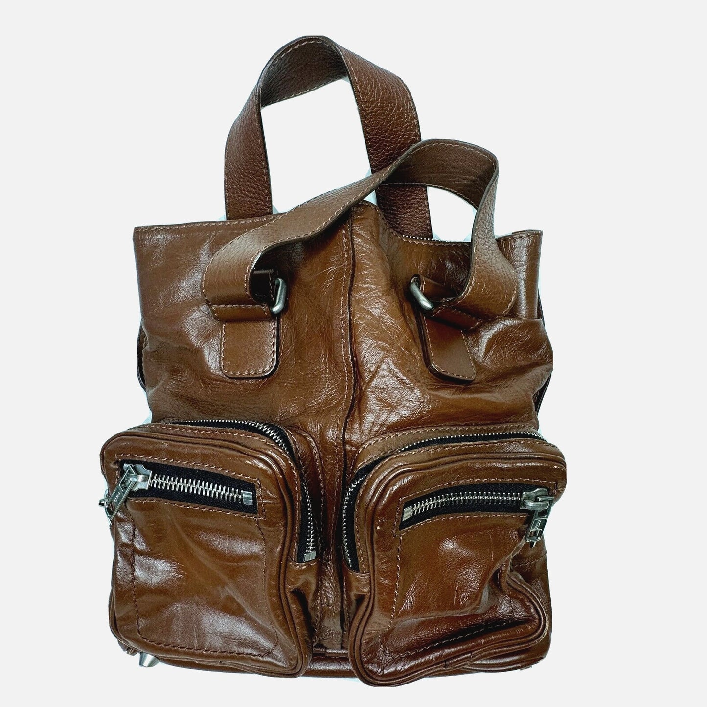 Chloe Betty Handbag and Coin Purse Lux Brown Calfskin Leather Silver Hardware