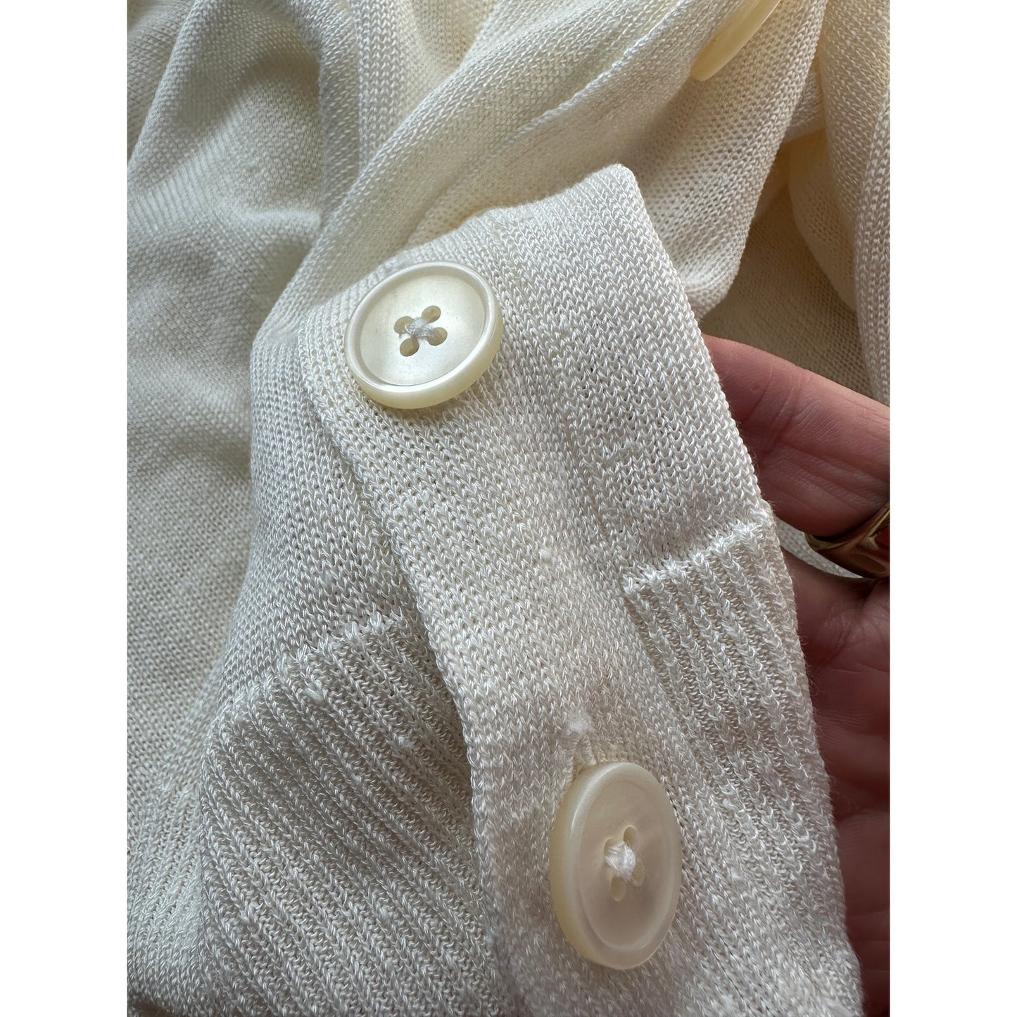 NWT J Crew Linen Blend V-Neck Sweater Ivory Women's US L